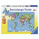 60 Piece Puzzle, World Map