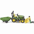 Bruder John Deere Lawn Tractor with Trailer and Driver