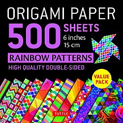 Origami Paper, 500 Rainbow Pattern Sheets