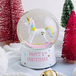 Baby's First Christmas Unicorn Snowglobe - 120mm