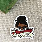 Book Babe Vinyl Sticker - Black Hair