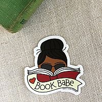 Book Babe Vinyl Sticker - Black Hair 