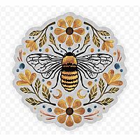 Flowers and Bee Clear Vinyl Sticker