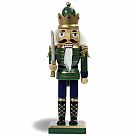 Traditional Green King Nutcracker with Bejeweled Crown
