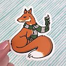 Fox with Scarf, Vinyl Sticker