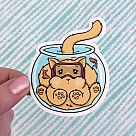 Fishbowl Scuba Cat Vinyl Sticker
