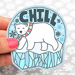 Snow Globe Chill Polar Bear Vinyl Sticker