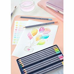12 Watercolor Pencils in Pastel Colors - Goldfaber