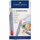 Set of 12 Watercolor Pencils in Tin - Goldfaber