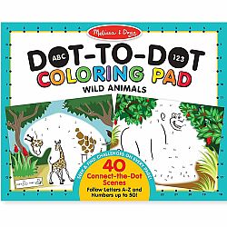 Dot to Dot Coloring Pad Wild Animals ABC 123