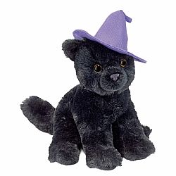 Mini Soft Black Cat with Witch Hat
